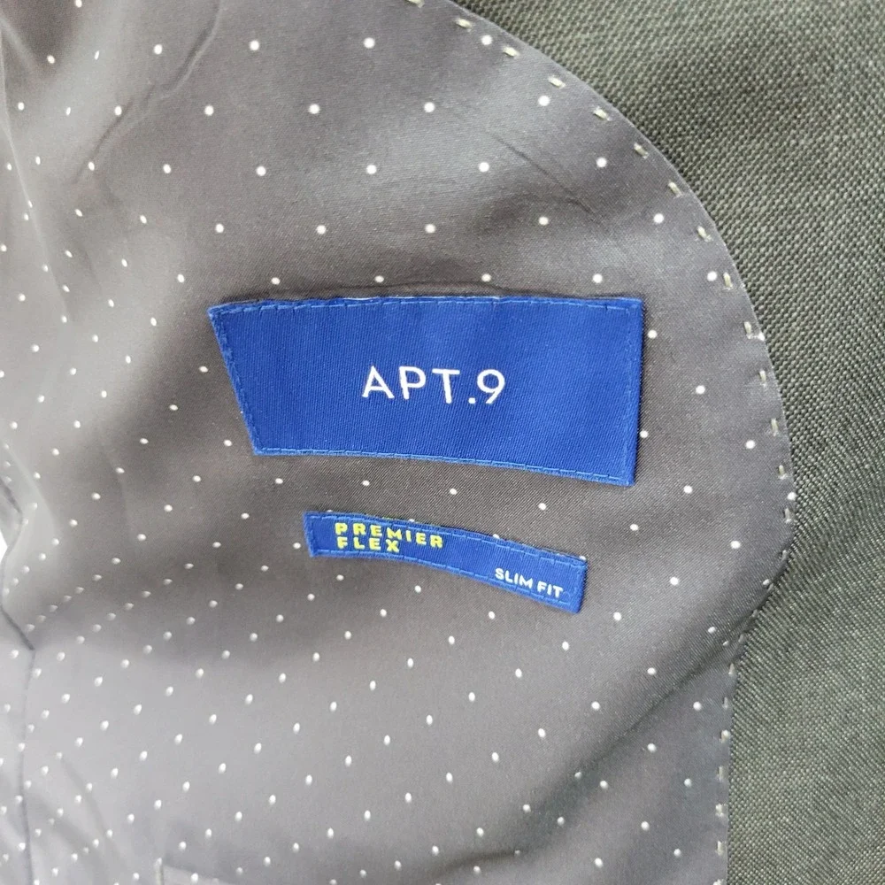 APT.9 Men's Sport Coat Blazer Two Button Gray Poly Blend Premier‎ Flex Slim 42R